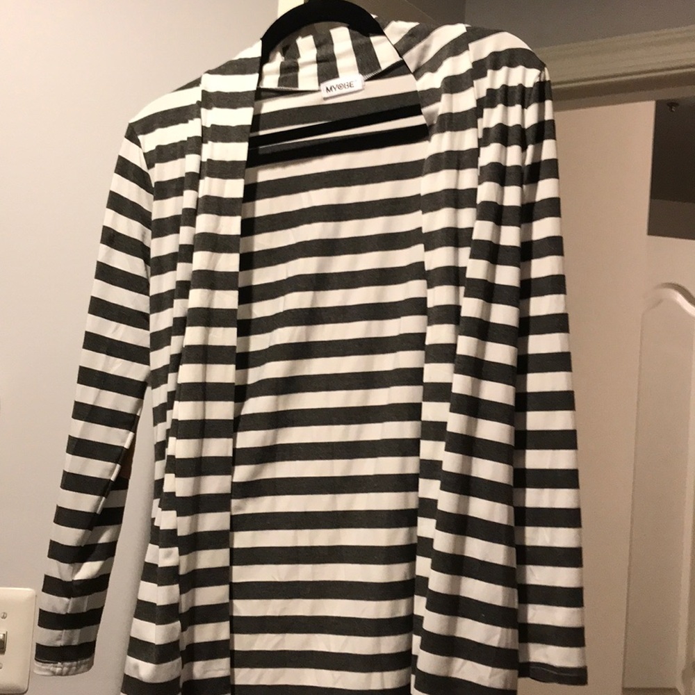 Striped patch elbow cardigan